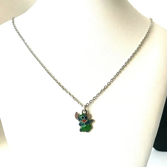 Vintage Disney Lilo & Stitch Necklace Charm Aulani Hawaii Ohana Disneyana 18" - Picture 2 of 6